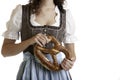 Bavarian Girl with Oktoberfest Pretzel Royalty Free Stock Photo