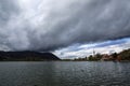 Bavarian lake Schliersee with dramatic clouds