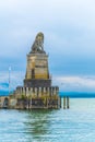 The Bavarian lion at the entrance of the port of Lindau, Germany....IMAGE Royalty Free Stock Photo