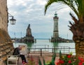 Bavarian Lion and Lighthouse in Lindau, Germany