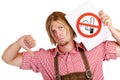 Bavarian man disagrees to non-smoking-rule Royalty Free Stock Photo