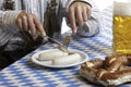 Bavarian Man having Oktoberfest meal Royalty Free Stock Photo