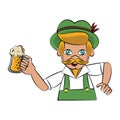 Bavarian man holding beer cup Royalty Free Stock Photo