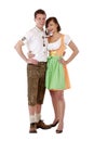 Bavarian man in and woman in smiling happy Royalty Free Stock Photo