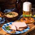 Bavarian meatloaf with sweetly senf Royalty Free Stock Photo