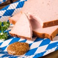 Bavarian meatloaf with sweetly senf Royalty Free Stock Photo