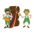 Bavarian mens with barrels and accordion