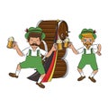 Bavarian mens with beers bottles