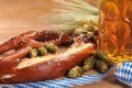 Bavarian Oktoberfest soft pretzel with beer Royalty Free Stock Photo