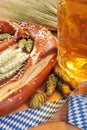 Bavarian Oktoberfest soft pretzel with beer Royalty Free Stock Photo