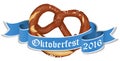 bavarian pretzel with banner for Oktoberfest Royalty Free Stock Photo