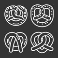 Bavarian pretzel icon set, outline style