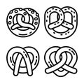 Bavarian pretzel icon set, outline style