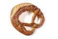 Bavarian Pretzel with Salt on White Background