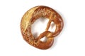 Bavarian Pretzel with Sesame on White Background