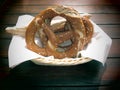 Bavarian Pretzel in Wicker Basket Royalty Free Stock Photo