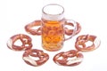 Bavarian pretzels with beer Royalty Free Stock Photo