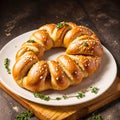 Bavarian pretzels with sesame seeds and thyme.