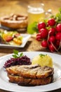 bavarian roasted pork with dumplings Royalty Free Stock Photo