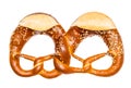 Bavarian salted bread pretzel isolated white background Oktoberfest