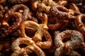 Bavarian salted pretzels on a black background. - made with generative AI tools