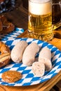 Bavarian sausage with pretzel, sweet mustard Royalty Free Stock Photo
