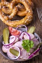 Bavarian sausage salad Royalty Free Stock Photo