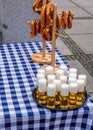 Bavarian snack beer with pretzels