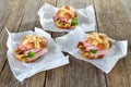 Three Bavarian sandwiches with ham