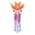 Vector giraffe. Bavarian traditional hat. Tirol austrian hat. Beer oktoberfest animal portrait.