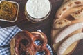 The bavarian weisswurst, pretzel and mustard