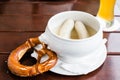 Bavarian Weisswurst, Pretzel and Beer Royalty Free Stock Photo