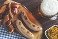 The bavarian weisswurst, pretzel and mustard Royalty Free Stock Photo