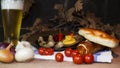 Bavarian White And Red Sausages With Mustard, Bavarian Buns and