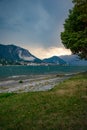 Baveno, Lake - Lago Maggiore, Italy. Summer storm at sunset Royalty Free Stock Photo