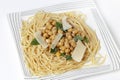 Bavette pasta with chickpeas in oil