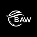BAW letter logo design on black background. BAW creative circle letter logo concept. BAW letter design