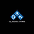 BAW letter logo design on BLACK background. BAW creative initials letter logo concept. BAW letter design