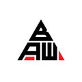 BAW triangle letter logo design with triangle shape. BAW triangle logo design monogram. BAW triangle vector logo template with red