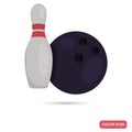 Bawling ball and skittle color flat icon for web and mobile design Royalty Free Stock Photo