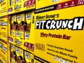 BAXTER, MN - 8 DEC 2019: Fit Crunch Whey Protein Bars in boxes on shelf in store