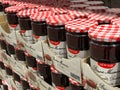 BAXTER, MN - 3 FEB 2021: Fruit preserves jars on display in retail store Royalty Free Stock Photo