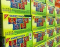 BAXTER, MN - 3 FEB 2021: Store display of boxes of Nabisco snacks for sale