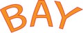 Inscription in orange letters with red `bay` border.