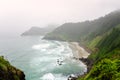 Bay along the coast of Oregon on a foggy summer morning Royalty Free Stock Photo