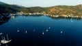 Bay. Anchorage for yachts. Photo from a height