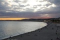 The Bay of Angels in Nice at late evening Royalty Free Stock Photo