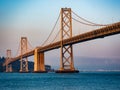 Bay area bridge dusk san francisco california Royalty Free Stock Photo