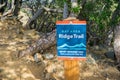 Bay area ridge trail sign on top of Mt Umunhum