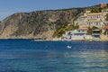 Fishing boat in the Bay of Assos over the Ionian Sea Kefalonia